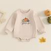 Newborn Baby Boys Girls Halloween Romper Long Sleeve Crewneck Letter Pumpkin Embroidered Casual Jumpsuit