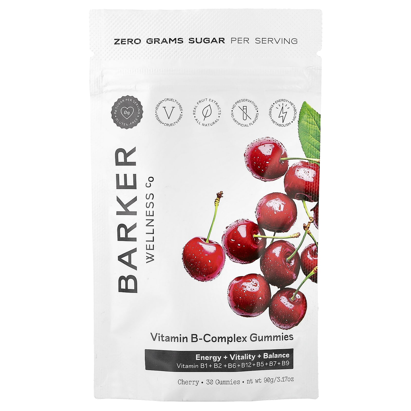 

Barker Wellness Co., Vitamin B Complex Gummies, Cherry Flavor, 30 Gummies