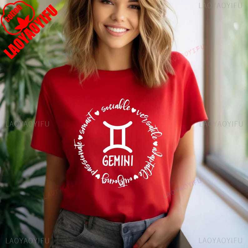 

Women Gemini T-Shirt Astrology Shirt Zodiac Sign Horoscope Tee Group of Stars Sky Signs Birthday Foretelling Shirt Cotton Tops XXXL