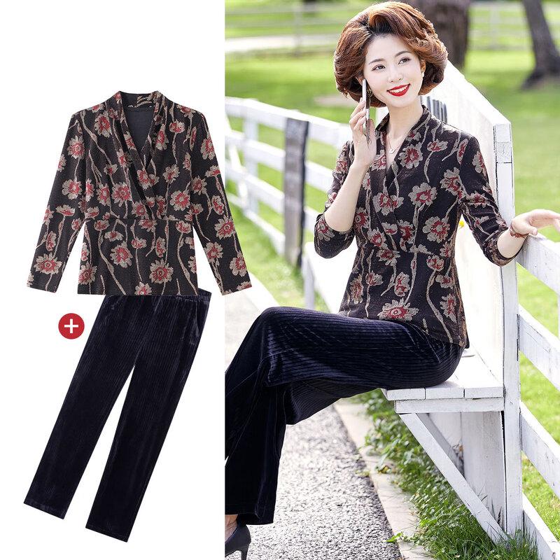 Pasite Women s Mid-Aged Casual Two-Piece Set 2XL