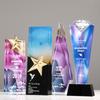 Customized Pentagram Crystal Trophy, Color Printing Prize Sports Movie Award Outstanding Employee Souvenir, Home Decoration, 1Pc