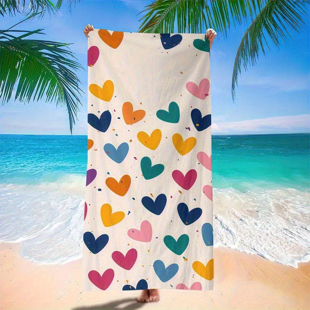 Colorful heart-shaped white pattern sunscreen and windproof suitable for beach pool camping travel beach blanket