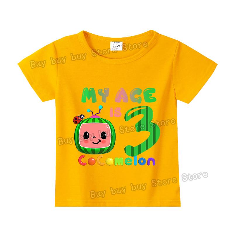 Cocomelons Kids Short Sleeve T-shirt Number 1-9 Cartoon Birthday Children Clothing Summer Sportswear Tshirt Boys Colorful Tee