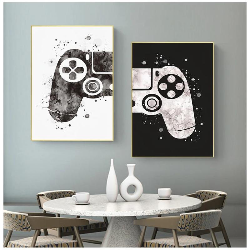 Stampa Poster Gioco Ragazzi Acquerello Illustrazione Gamepad Immagine Arte Murale Gioco Joystick Pittura su Tela per Camera Bambini Decorazione Casa