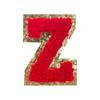 Red A-Z Chenille Embroidery Letter Patches, 5cm Self-Adhesive for DIY Clothing.
