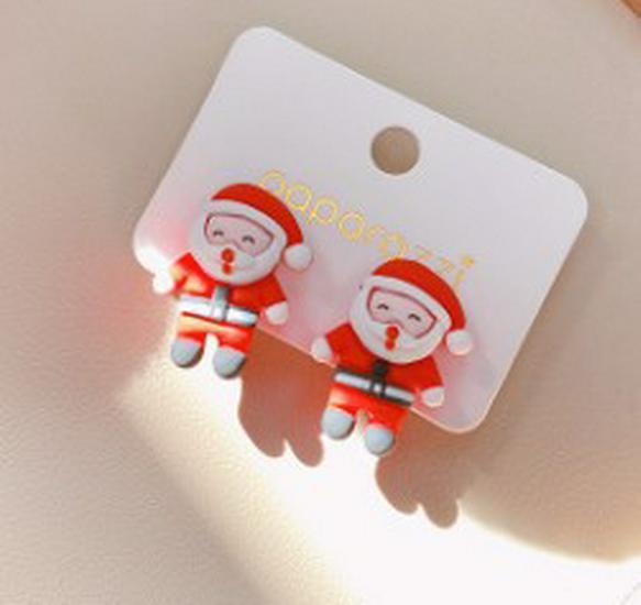 Colorful Acrylic Santa Claus Cartoon Earrings – Parent-Child Style Clips