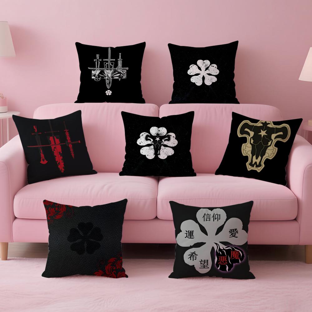 bBlack Clover Pillow Anime Manga Cushion Cover Pillow Case Soft Friendly Fabric Concealed Zipper