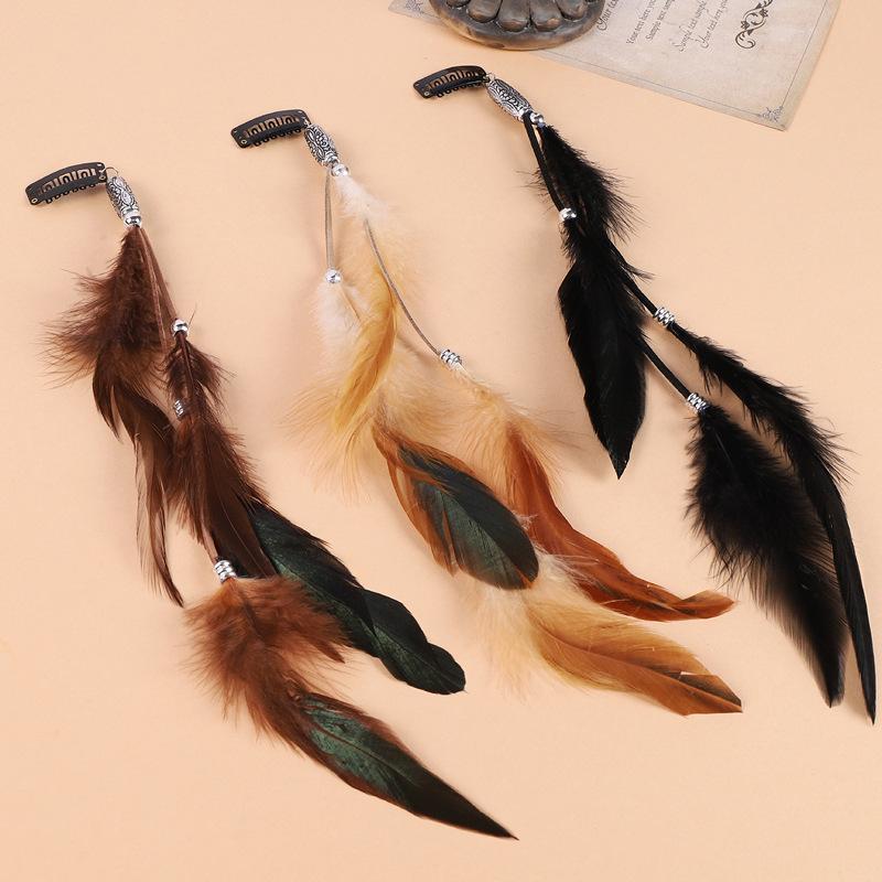 Bohemian Feather Hairband Women'S Festive Masquerade Carnival Hippies Costume Indian Prom Gypsy Long Tassel Hair Accessories