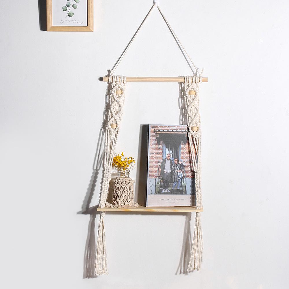 Cross-Border Cotton Rope Tapestry Wall Hanging with Shelf for Green Plants