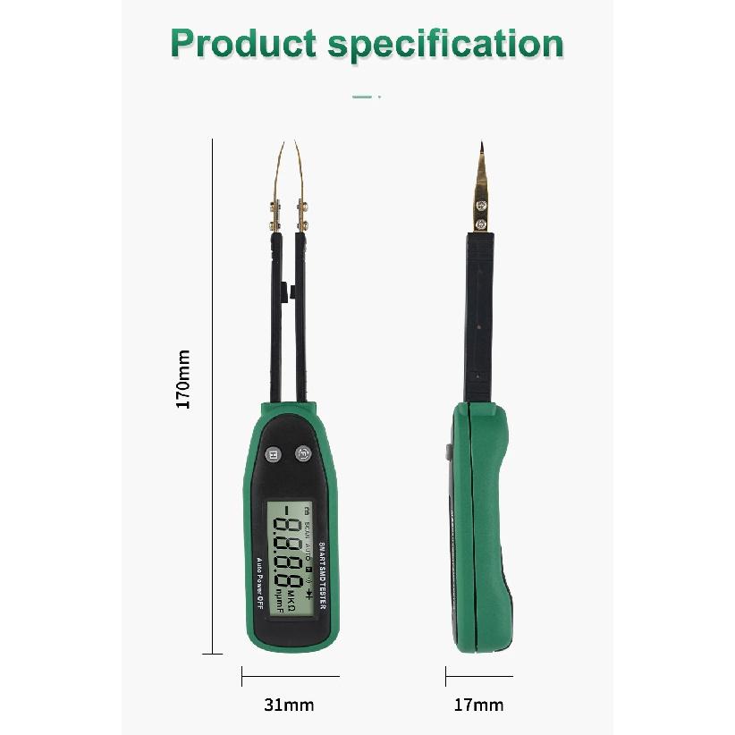 Smart SMD Tester Multimeter Auto Range Capacitance Resistance Diode Capacitor Rotable Tweezer LCD Display Digital Battery Tester