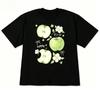 Black Short Sleeve Tshirt Cute Apple Print Crew Neck Tee Kawaii Graphic Casual Streetwear Top Korean Aesthetic Sweet Top Unisex