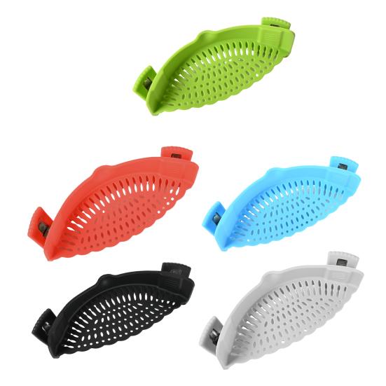 Silicone Clip On Strainer for Pots And Pans High Temperature Resistant Quick Draining Rack with Leak-Proof Holes Easy To Clean Kitchen Colander