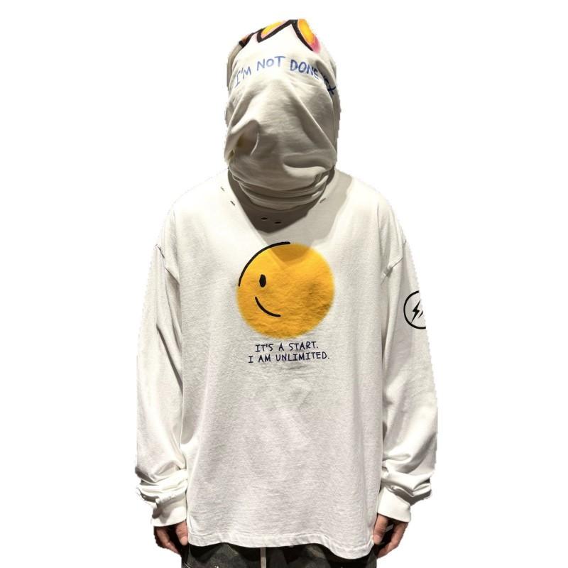 Saint X Hiroshi Fujiwara Limited Edition White Ink Jet Print Long Sleeve Tee - Relaxed Fit Cotton Crewneck