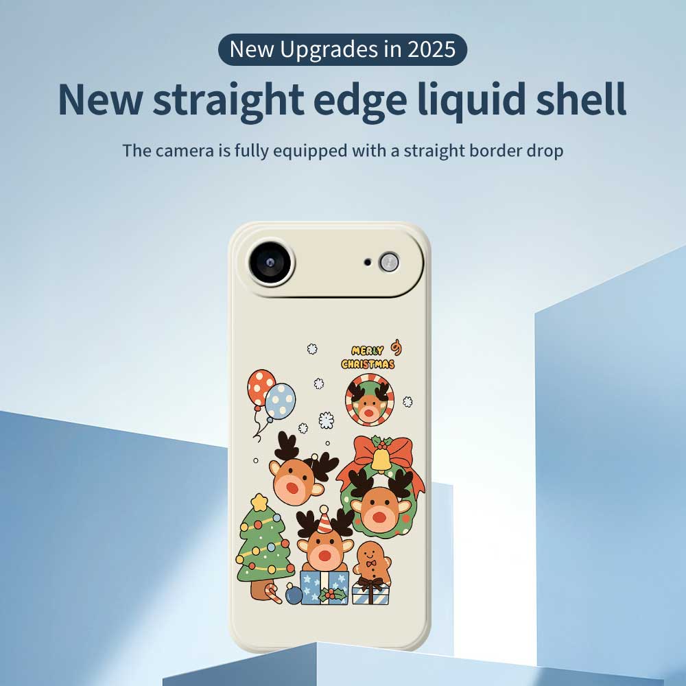 For iPhone 17 Air Case Christmas Gift Deer Pattern Printing Straight Edge TPU Phone Back Cover