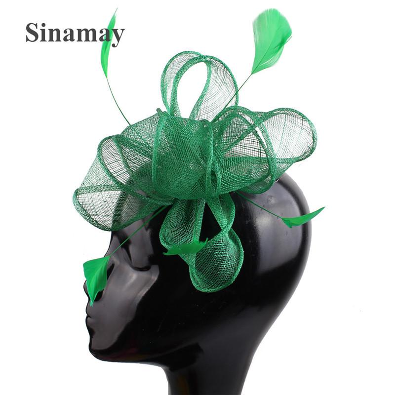 

Linen Bridal Hair Accessories Banquet Personal Photo Feather Headdress European And American Party Ball Top Hat Horse Racing Festival Supplies зелений