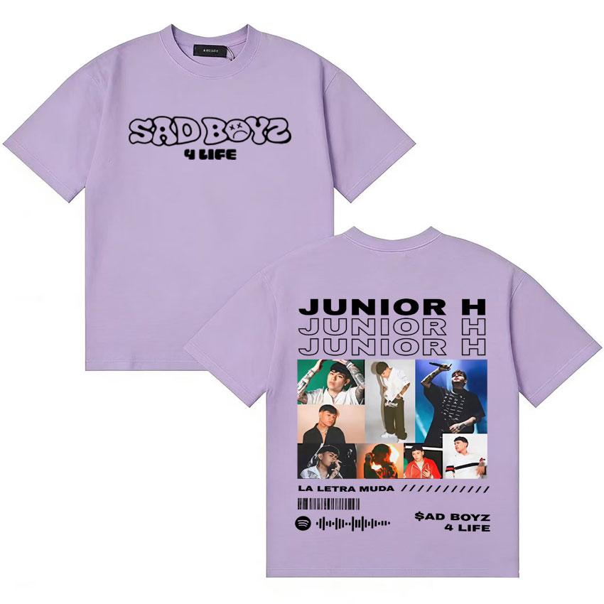 Streetwear Rapper Junior H Sad Boyz 4 Live T Shirt Unisexs Womens Short Sleeve Casual Double Sided Print No Me Importa Nada Y2K Tee