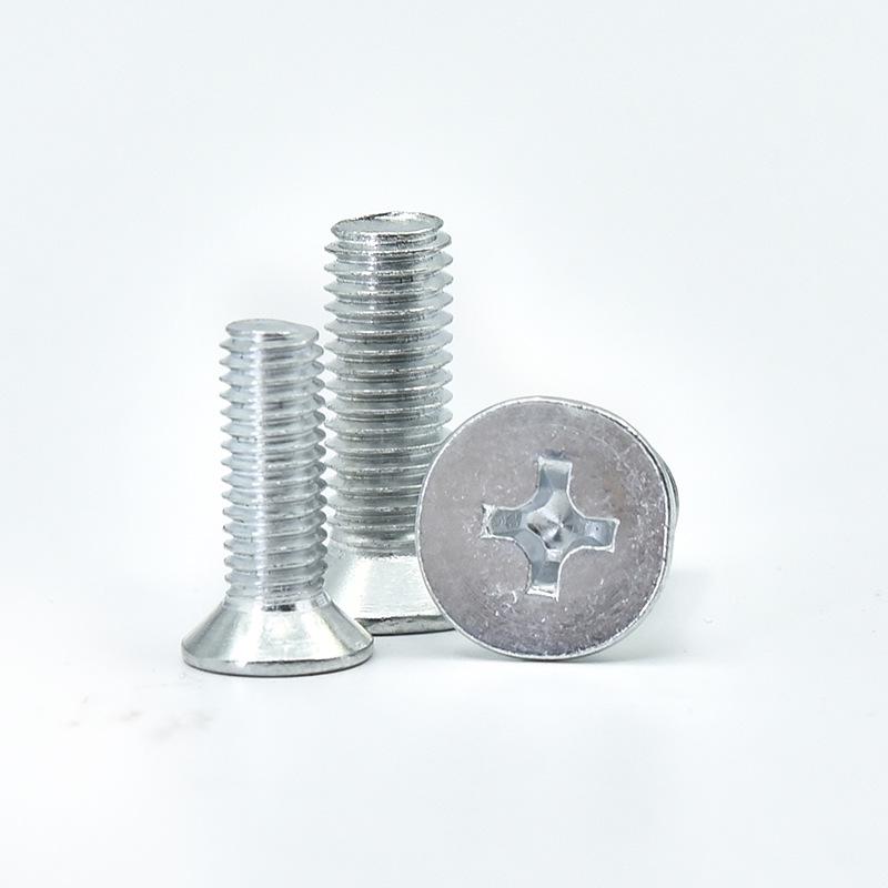 White Zinc Plated Cross Recessed Countersunk Head Screws & Bolts, Machine Thread, M3-M12