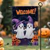 Halloween Garden Flag Pumpkin Ghost Witch Halloween Flags  Double Sided Faux Linen Funny Yard Decoration for Outdoor Welcome