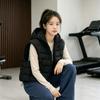 Womens Lightweight Hooded Puffer Vest Solid Color Warm Outerwear Winter Casual Office Wear