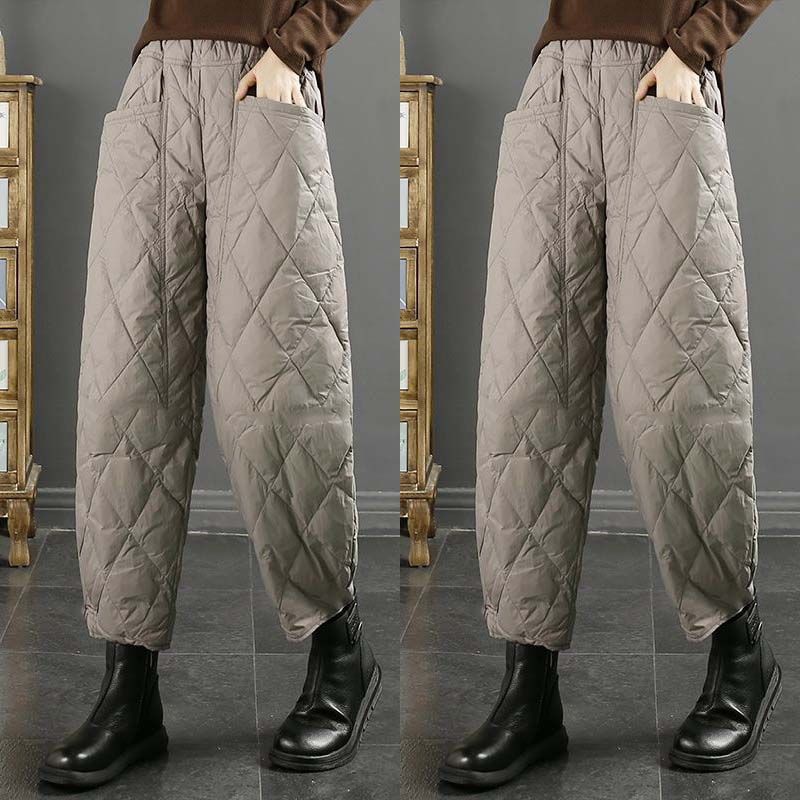 Ultra-lightweight Down Pants Women's High-end Loose Outer Wear Winter Thickened High-waist Straight Cotton Pants
