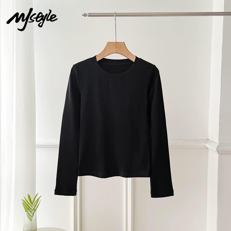 Women's Pure Cotton Loose-Fit Long-Sleeve T-Shirt