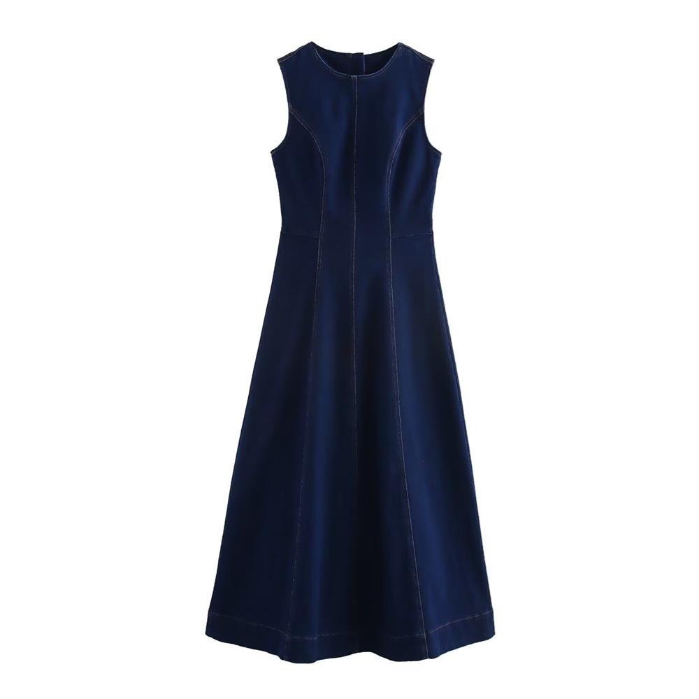 

Spring 2025 Women s Slim Sleeveless Denim Midi Dress Medium