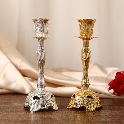 Vintage Zinc Alloy Candle Holders, Elegant Gold Candle Sticks for Wedding Centerpiece Home Decor, Hotel Dining Table Decoration