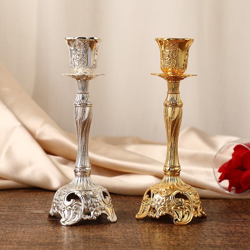 Retro Candlestick European Classical Relief Sculpture Luxury Candle Holder Home Decor Wedding Dinning Table Banquet Ornaments