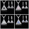 Top Selling 925 Sterling Silver Jewelry Set 18 Inches Chain  Pendant Necklace /  Earring CZ Jewelry Set For  Women Wedding Gift