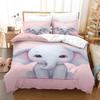 Cute Little Elephant 3D Printed Duvet Cover Set, Microfiber Bedding Set Cover Pillowcasefor Zipper Closure Adults Kids Double