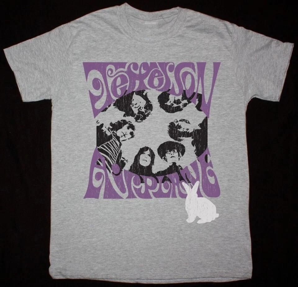 JEFFERSON AIRPLANE WHITE RABIT NEW SPORTS GREY T SHIRT  Pure Cotton High-quality Four-season Streetwear