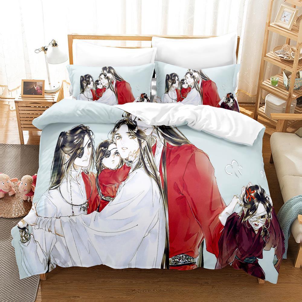 3d Print Heaven Official's Blessing Tian Guan Ci Fu Bedding Set Cartoon Anime Three-piece Set Adult Kid Bedroom Duvet Cover Sets