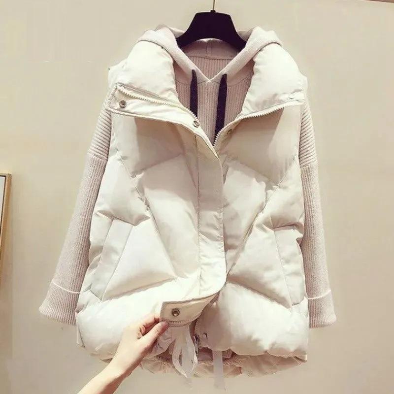 Down Cotton Vest Women's Vest Autumn and Winter Korean Version of The Wild Thick Loose Waistcoat Cotton Waistcoat Jacket