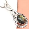 Pendant Silver  Peridot Labradorite Gemstone Jewelry Sterling 2.5" Fiery