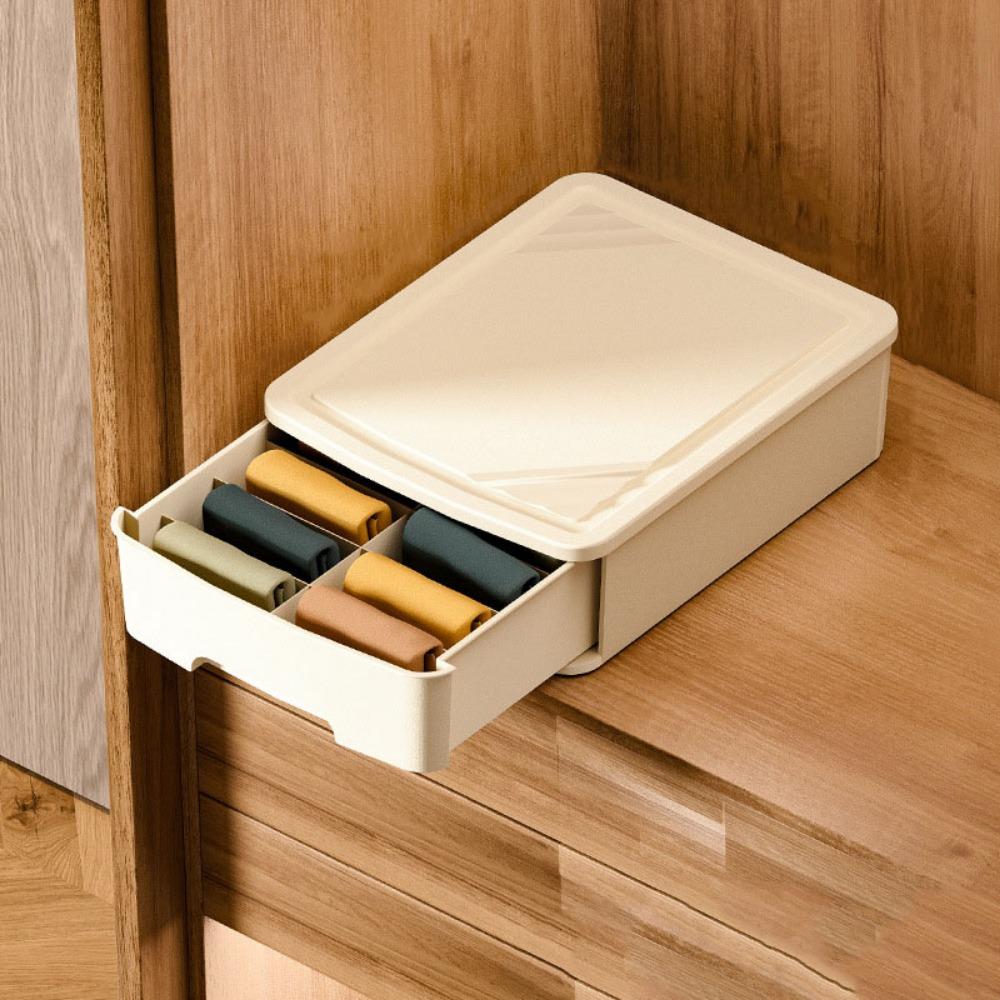 

Ящик для хранения нижнего белья, однотонный органайзер для одежды, прочный ящик для хранения носков, спальня Beige Style A