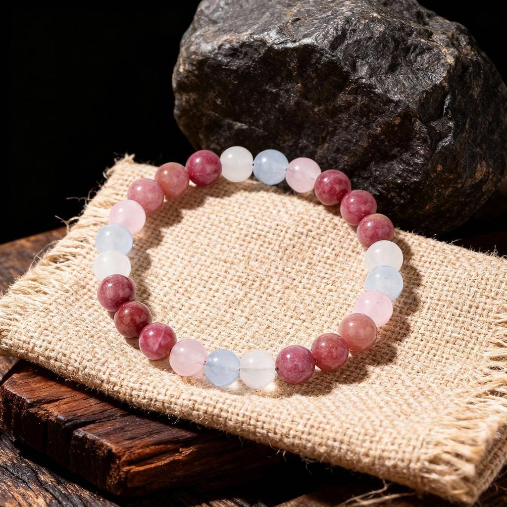 Festive Gifts Pink Purple White Stone Beaded Bracelet Gentle Fashion Jewelry For Women Daily Wear Gift