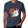 Cute Brown Bear Cony Rabbit Me Tenderly Rounisextic Tshirt Casual Trendy Short Sleeve Tshirt