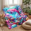 Colorful Coral Reef Adventure Blanket Personalized Name Flannel Blanket Soft Cozy Plush Throw for Sofa Bed Lightweight Home Decor