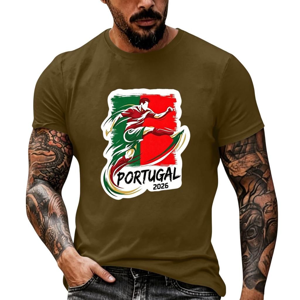 Men's Short Sleeve Crew Neck T-Shirt Soccer Graphic Print Casual Fit Lightweight Soft Fabric Comfortable Wear