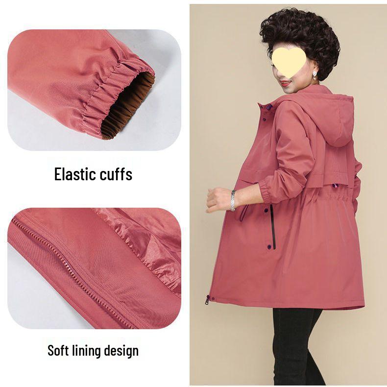 2025 Damen Trenchcoat mit lockerer Passform für Mittelalte & Ältere - Frühling/Herbst Blaue Oberbekleidung