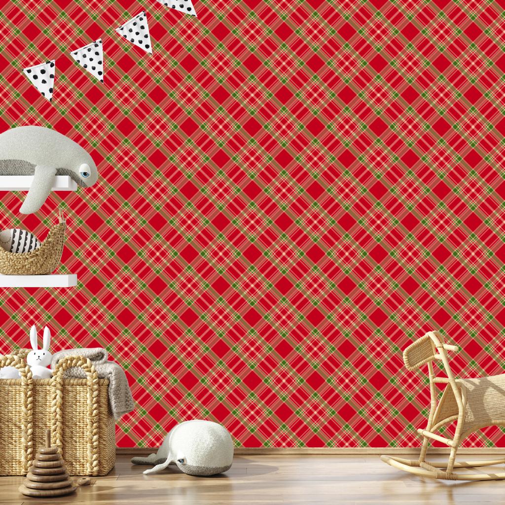 Christmas Autumn Red Plaid Wallpaper for Living Room and Bedroom 50x1000