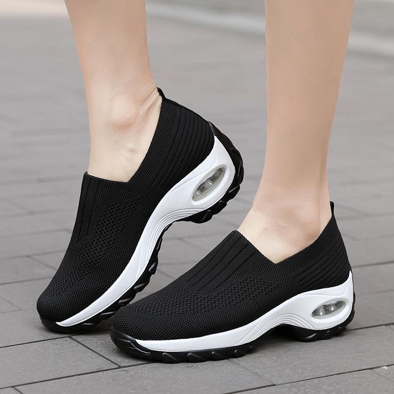 Sommer-Wanderschuhe für Damen, Slip-on – Socken-Sneaker, Damen, Krankenpflege, Arbeit, Luftpolster, Mesh, lässig, Laufen, Jogging-Schuhe