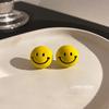 Korean Personality Smiley Face Earrings Yellow Sweet Earrings Temperament Design Earrings Wholesale Women