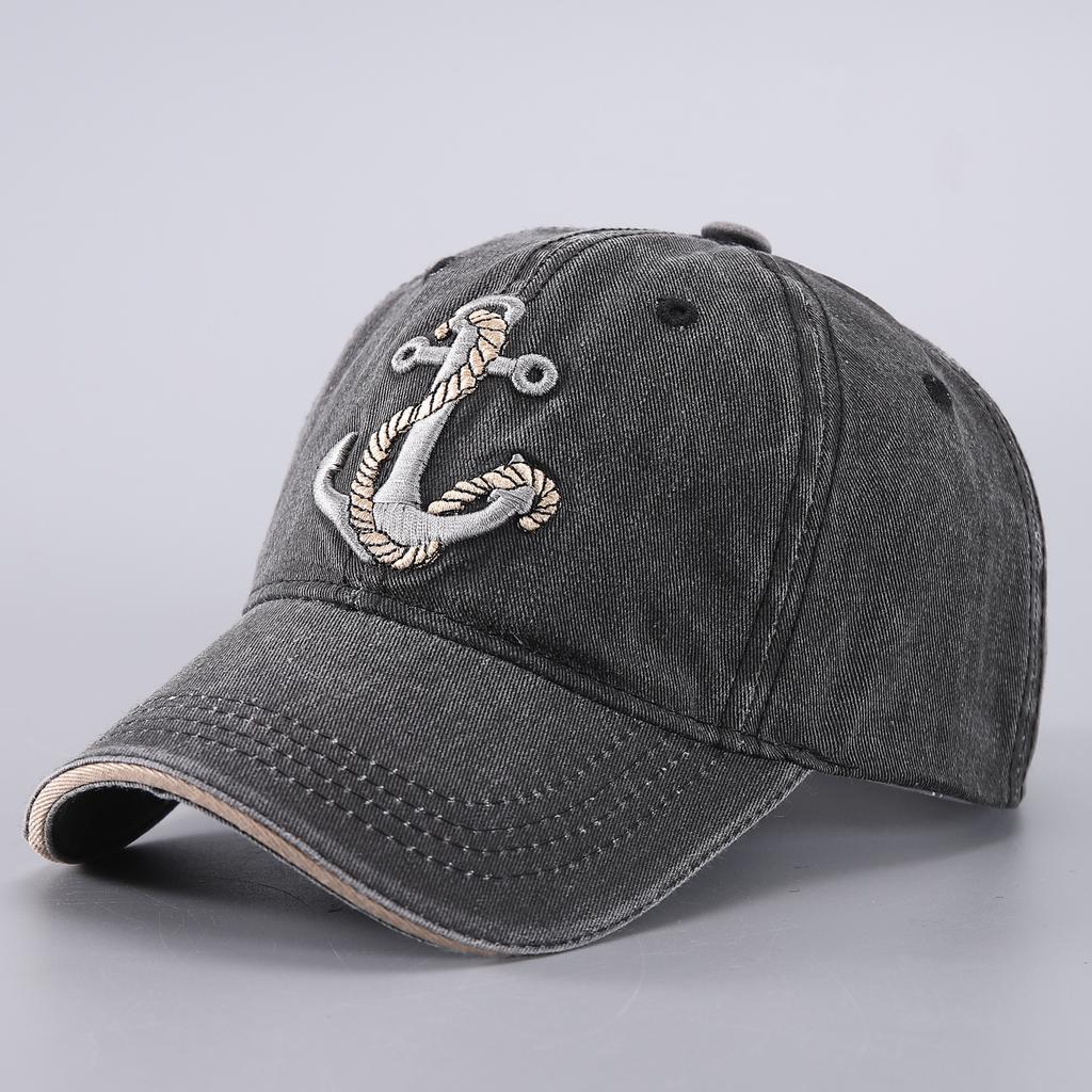 Unisex Pirate Hook Embroidery Washed Baseball Caps Adjustable Casual Hats Spring and Autumn Outdoor Sunscreen Hat