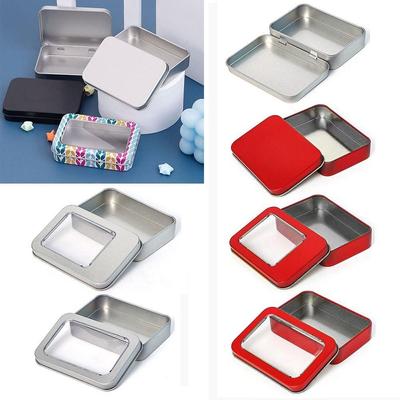 Multicolor Tin Box with Clear Window Lid Empty Tinplate Storage Box Nail Art Display Case  Home Use