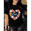 Women's Summer Short-Sleeve T-Shirt - Floral Heart & Love Required Print  Casual Y Round Neck Top
