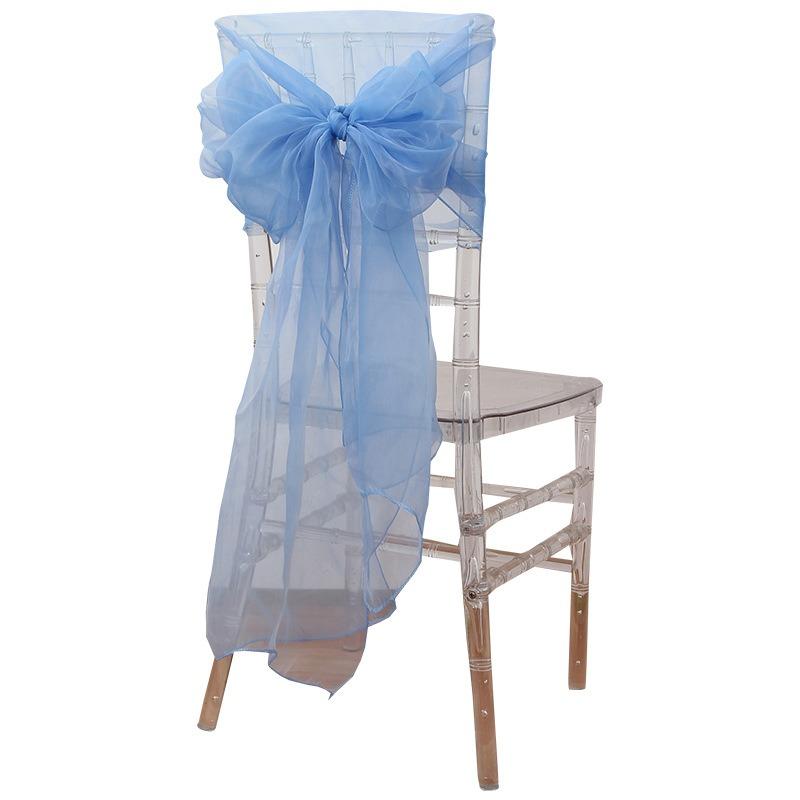 Sheer Organza Chair Sashes 275cm Wedding Chair Bows Back Veil Chair Cover Sashes for Bridal Shower Party Banquet Event 10Pcs Set