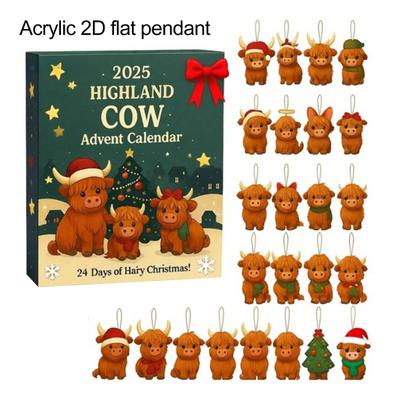 Highland Cow Advent Calendar 2025 Cute Highland Cow Ornaments 24-Day Christmas