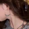 Trendy Exquisite Silver Color Shining Brightly Zircon Geometric Circle C-shaped Hoop Earrings for Women Korea Designer Jewelry