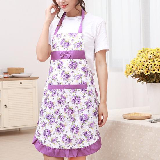 Baking Apron Soft Texture with Pocket Waterproof Sleeveless Anti-oil Ladies Fashion Cooking Apron for Kitchen